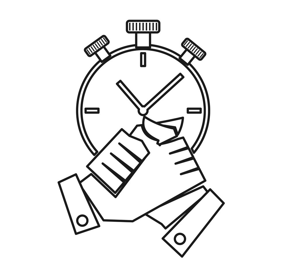 stopwatch hand Commitment Teamwork Together Outline Logo